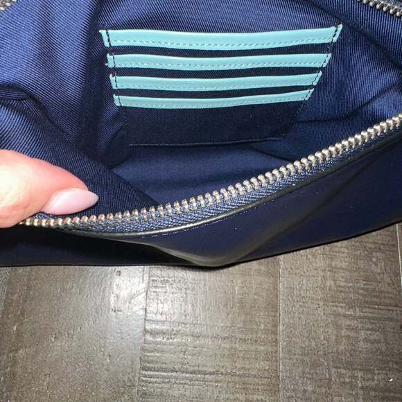 Halogen Navy and Lt Blue Large Leather Clutch Bag - Picture 5 of 6